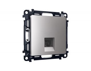 Комплект механизма компьютерной розетки Ambrella Volt ALFA Сталь матовый RJ-45(8P8C) CAT6 с шторкой (AP5120, VM188) MA512010
