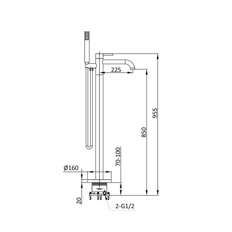 Смеситель для ванны напольный Vincea Desire VTF-1DMB Hi Box черный фото 3
