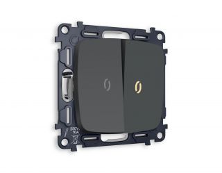 Комплект механизма 2-кл выключателя с подсветкой 3200K Ambrella Volt OMEGA Графит мягкое касание (OP9040, VM115, G11Y) MO904010
