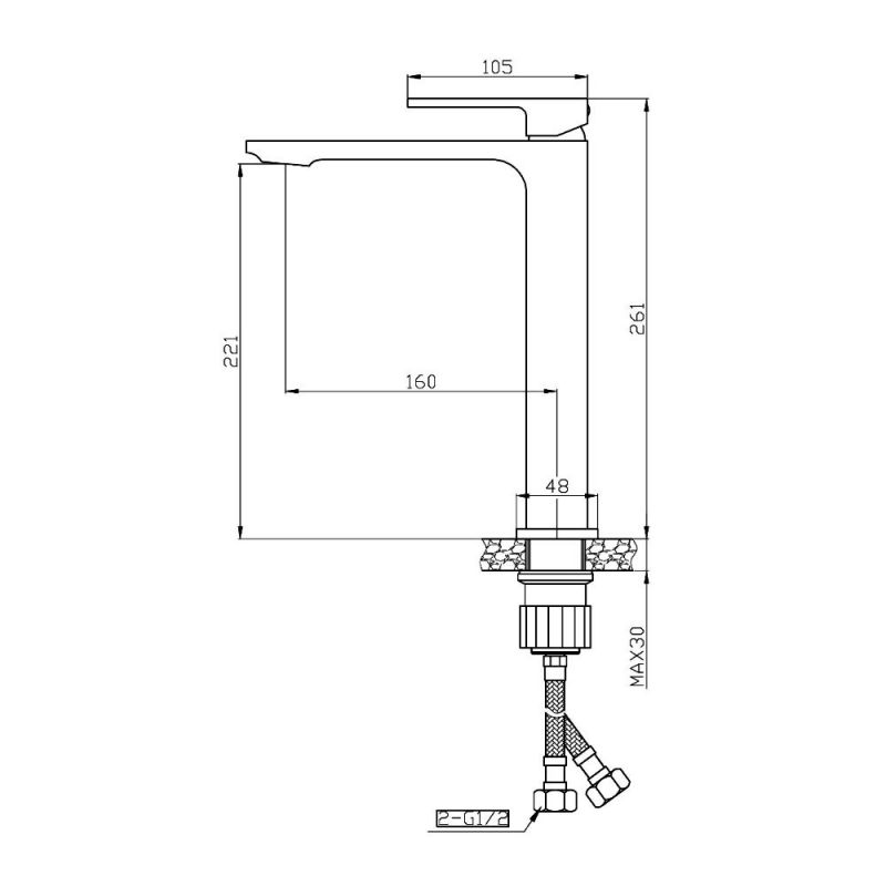 Смеситель для раковины Orange Lutz M04-121b черный