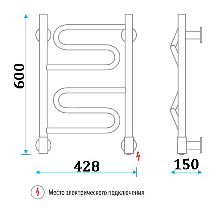 Полотенцесушитель электрический Energy BRAVO 600/400 42W Браво 60/40 42 W