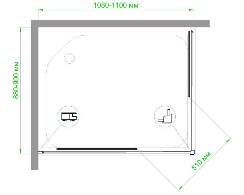 Душевой уголок Royal Bath RB9011HPD-T-CH, 110х90 см фото 3