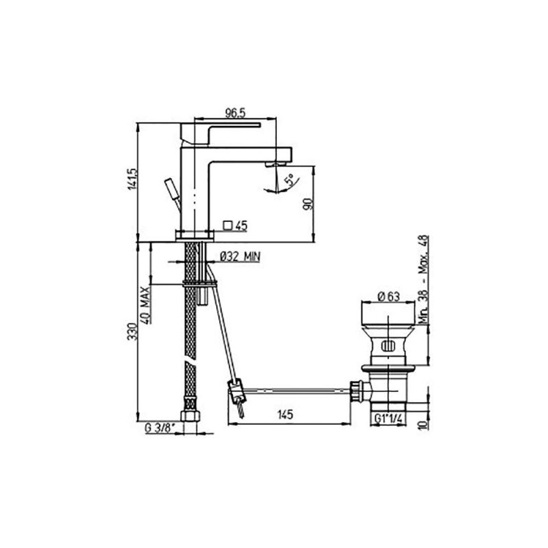 Смеситель для раковины с донным клапаном Paini Dax-Dax-R 84PW211R