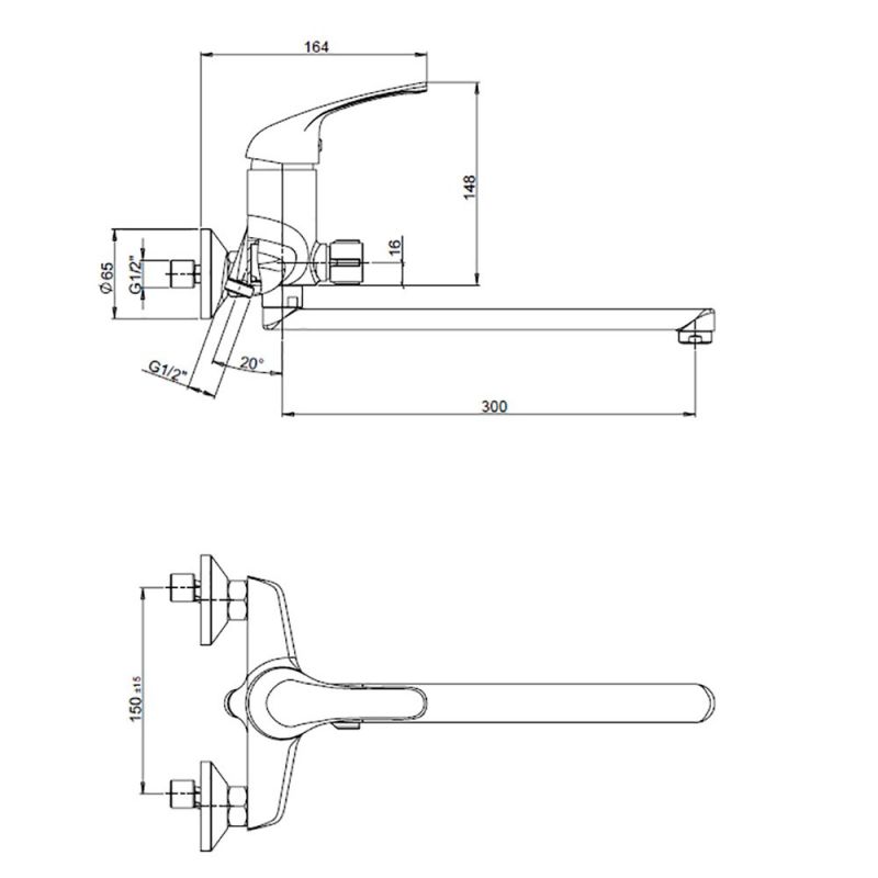 Смеситель для ванны с длинным изливом Paini Trento TRCR119LMKM