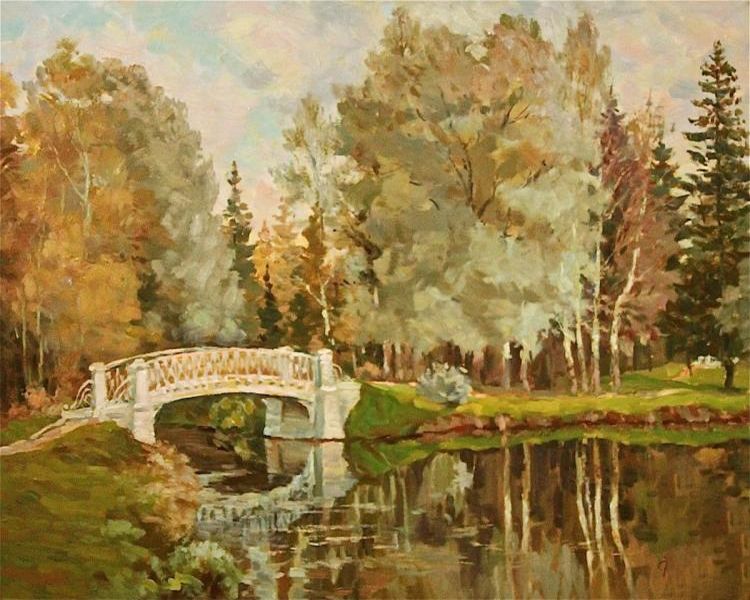 Картина "Белый мостик" Вырвич Валентин