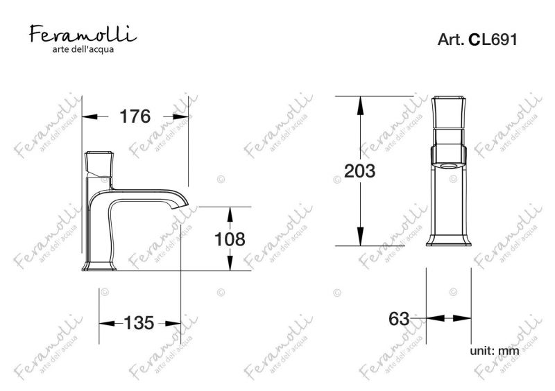 Смеситель для раковины Feramolli Fortore CL691, хром