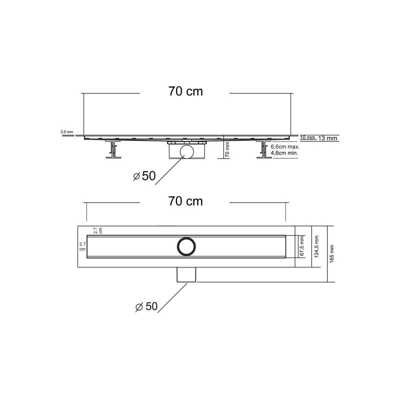 Душевой лоток Vincea SAY OPTIMA SAY.601.70.P.BLOK, 70 см, хром