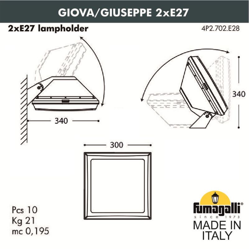 Декоративный прожектор FUMAGALLI GUIZEPPE черный, бежевый 4P2.702.000.AYF1R фото 2