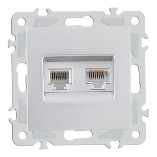 Розетка телефонная RJ11 + компьютерная RJ45 206.44-1.silver Arte Milano