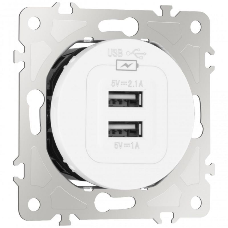 Розетка USB 2.1А+1А 202.46-1.white Arte Milano