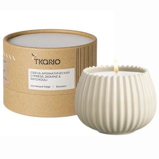 Свеча ароматическая cypress, jasmine & patchouli из коллекции edge, бежевый, 30 ч Tkano BD-3043143