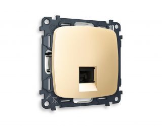 Комплект механизма телефонной розетки Ambrella Volt OMEGA Шампань RJ-11(4P4C) с шторкой (OP6120, VM190) MO612030