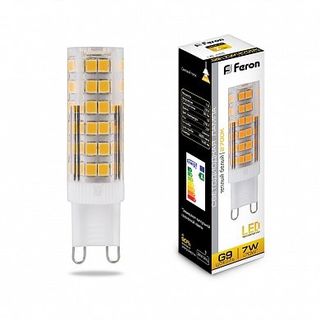 Лампа светодиодная Feron 7W 230V G9 2700K JCD9, LB-433 25766