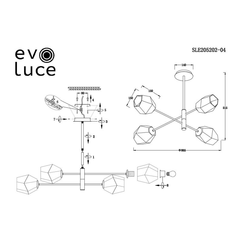 Люстра потолочная Evoluce Teramo SLE205202-04