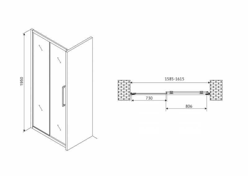 Душевая дверь ABBER Schwarzer Diamant AG30160H 160 см.