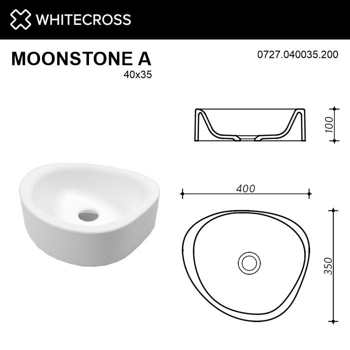 Раковина WHITECROSS 0727.040035.200 Moonstone A 40x35 белый матовый