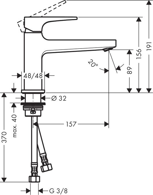 Смеситель Hansgrohe Metropol 32502000 для раковины, с донным клапаном Push-Open фото 2
