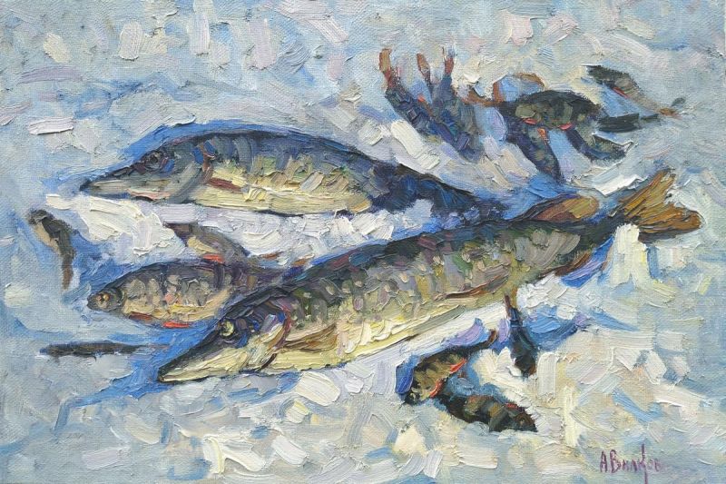 Картина "Рыба на снегу" Вилков Андрей