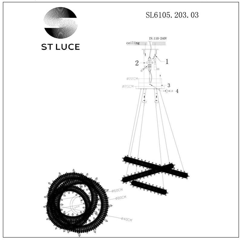 Люстра подвесная ST Luce Lucchero 160W LED 3000-6500К (теплый, белый, холодный) SL6105.203.03 фото 5
