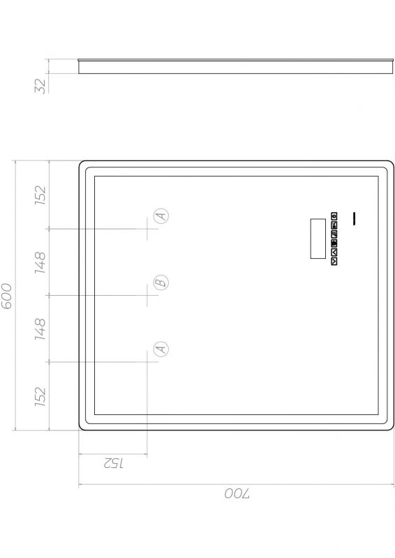 Зеркало Vigo Geometry Media z.GEO.60.Media, 60х70 см, с подсветкой