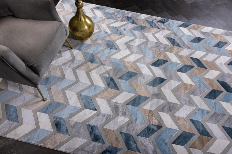 Турецкий ковер из полиэстера Carpet «PARKER» 0106A-BLU 160 x 230 см фото 9