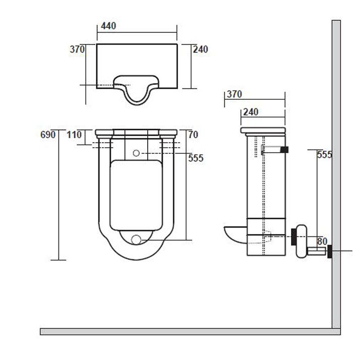 Писсуар подвесной Kerasan Waldorf 413001bi