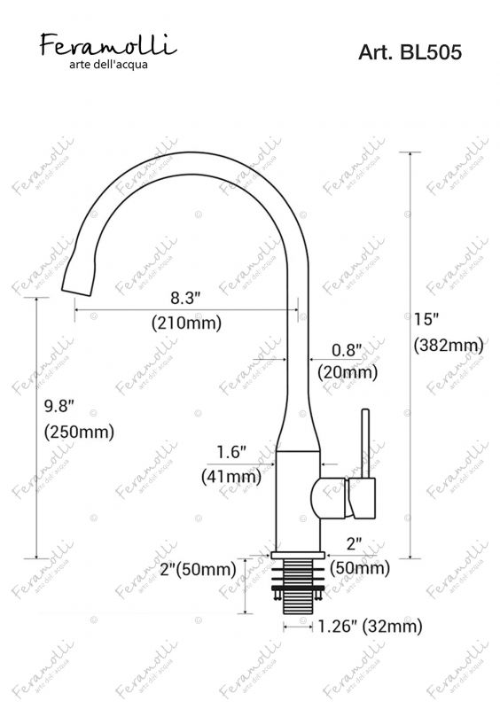 Смеситель для кухни Feramolli Ele BL505, черный