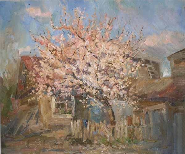 Картина "Весенний дворик" 55x65 Слыщенко Елена