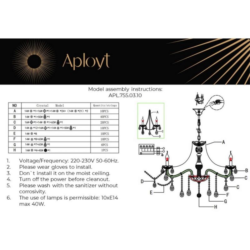 Люстра подвесная Aployt Koletta APL.755.03.10