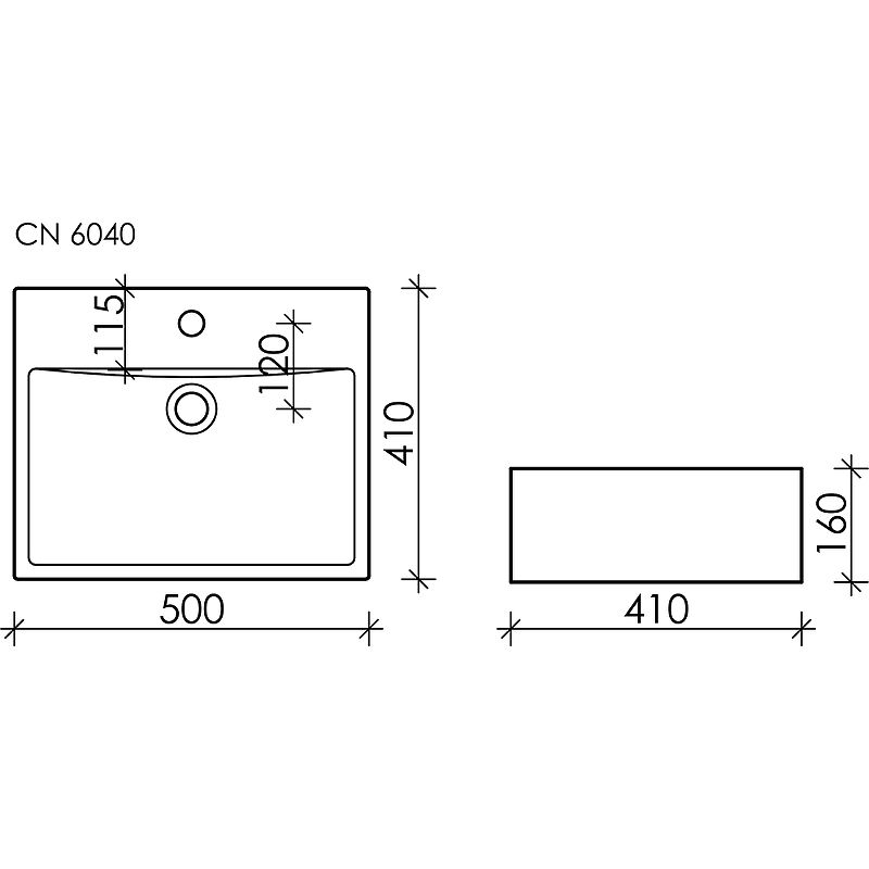 Раковина накладная Ceramica Nova ELEMENT CN6040 50 см.