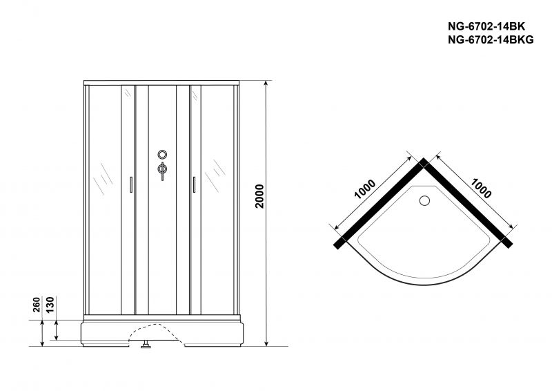 Душевая кабина Niagara Classic NG-6702-14BK 100х100 фото 7