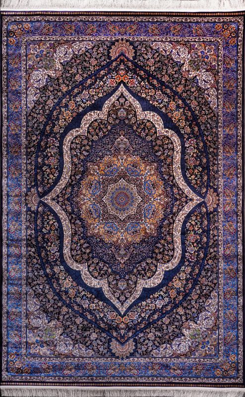 Турецкий ковер из шёлка и модала Carpet «SILK QUM» 9062E-NAVY-L.BLU 200 x 300 см фото 1