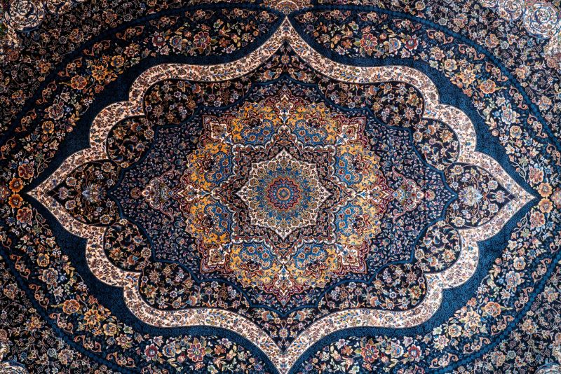 Турецкий ковер из шёлка и модала Carpet «SILK QUM» 9062E-NAVY-L.BLU 200 x 300 см фото 6