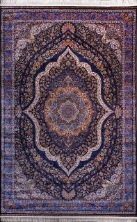 Турецкий ковер из шёлка и модала Carpet «SILK QUM» 9062E-NAVY-L.BLU 200 x 300 см