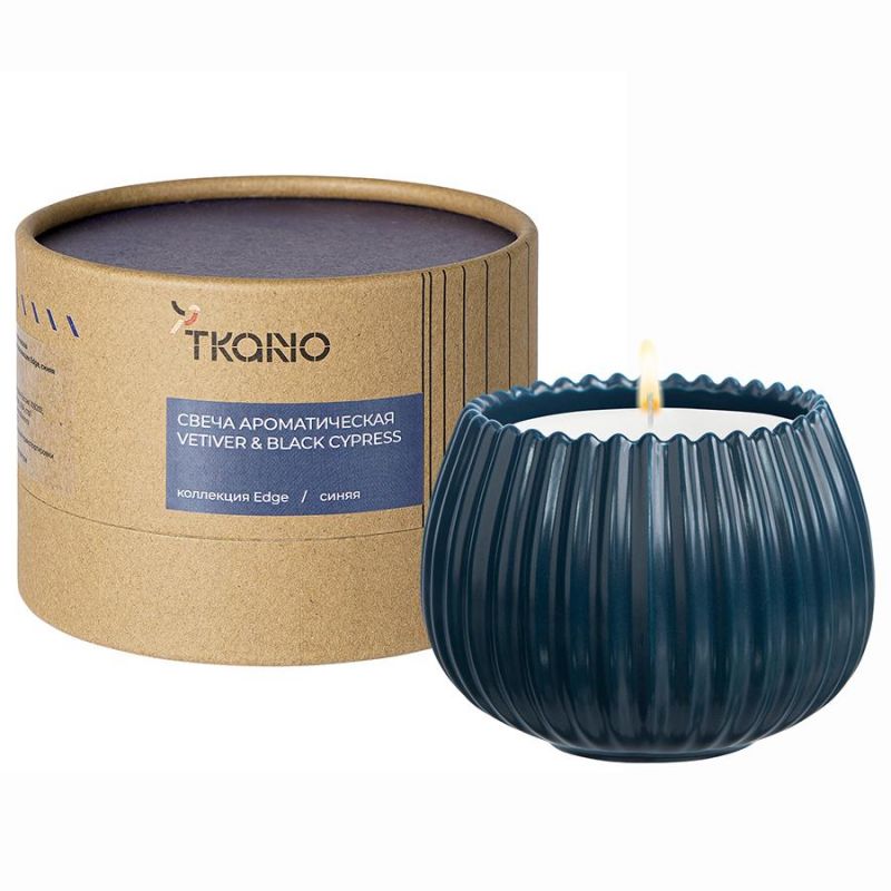 Свеча ароматическая vetiver & black cypress из коллекции edge, синий, 30 ч Tkano BD-3043159 фото 1