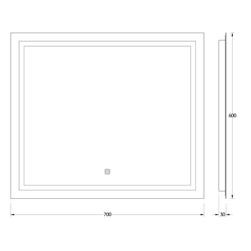 Зеркало для ванной EVOFORM Ledline BY 2434, с LED-светильником и сенсорным выключателем 70х60см фото 6