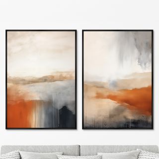Набор из 2-х репродукций картин ArtNoMore на холсте Landscape collection, Rusty mist, 2024г.