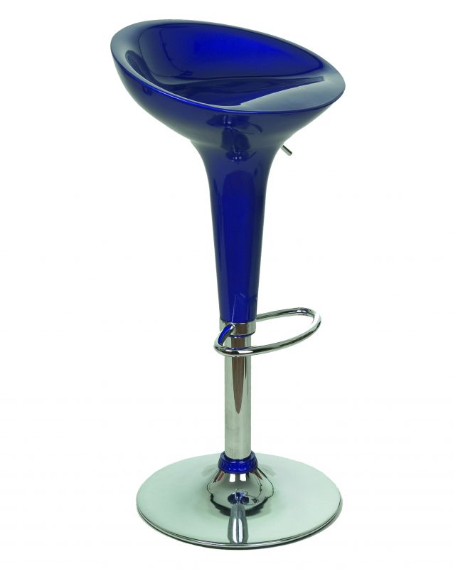 Барный стул Dobrin 1004-LM BOMBA,  цвет сиденья синий металлик, цвет основания хром