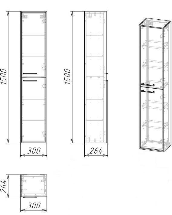 Пенал подвесной Grossman "РЕАЛ-30 см" 303007 ориентация L/R, веллингтон/бетон Арья фото 4