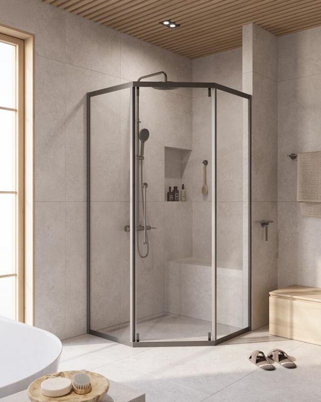Душевой уголок CEZARES RELAX-304-P-1-100-C-GM, 100х100 см, профиль сталь, стекло прозрачное фото 1
