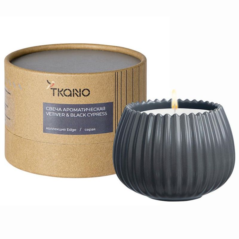 Свеча ароматическая vetiver & black cypress из коллекции edge, серый, 30 ч Tkano BD-3043135 фото 1