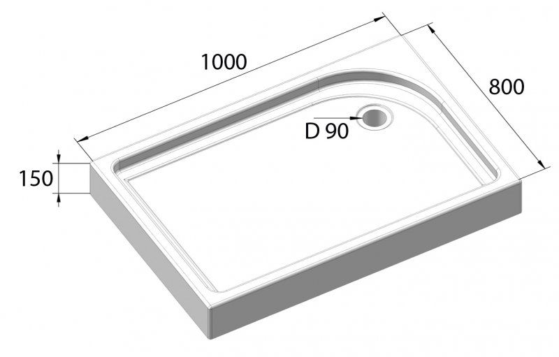 Поддон акриловый BelBagno TRAY-BB-AH-100/80-15-W-R