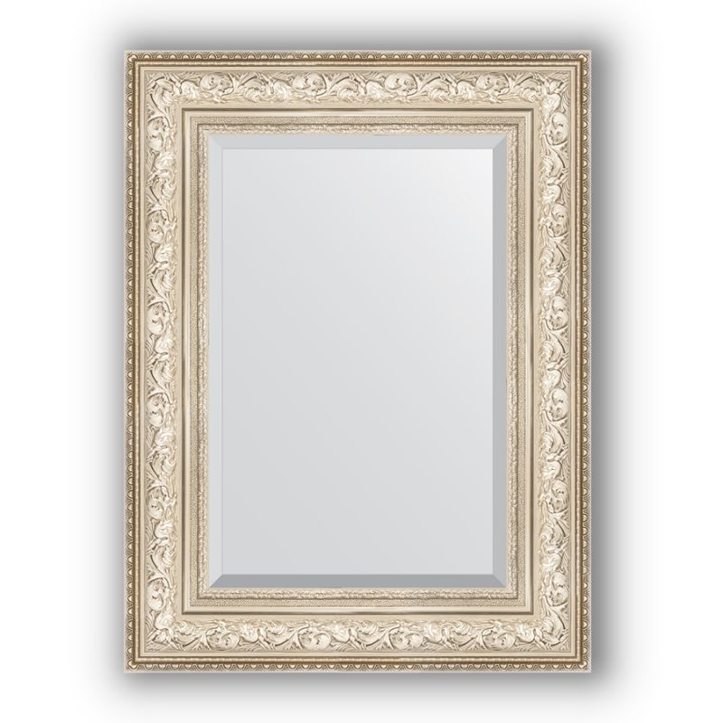 Зеркало с фацетом в багетной раме 60х80 Evoform EXCLUSIVE BY 3400 виньетка серебро фото 1