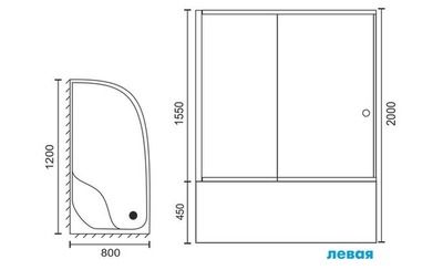 Душевой уголок Royal Bath RB 8120BK-T-CH L, с поддоном