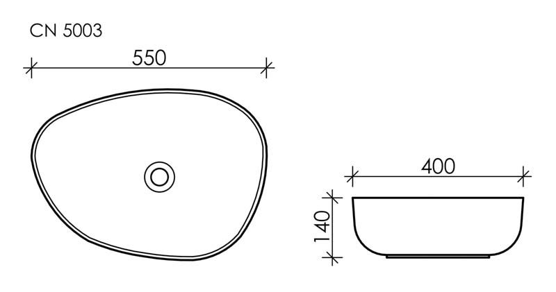 Раковина-чаша асимметричная Ceramica Nova Element CN5003 55х40 см