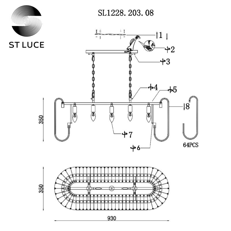 Люстра подвесная ST Luce GROSSETO SL1228.203.08