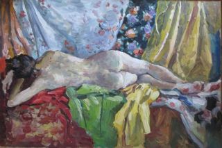 Картина "Лежащая обнажённая среди драпировок" Ягужинская Анна
