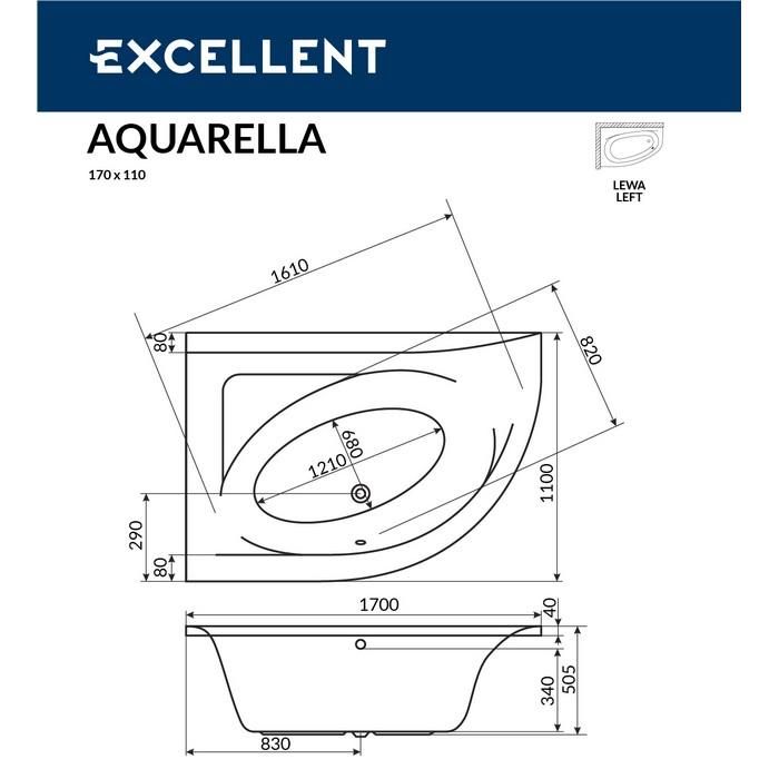 Акриловая ванна Excellent Aquarella WAEX.ARL17.SOFT.BR 170x110 с г/м, L  бронза