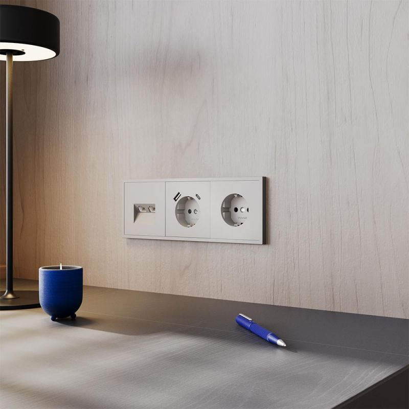 Розетка встраиваемая VOLTUM S70 с заземлением и защитными шторками, 16А, с USB, A+С, (кашемир) VLS040503 фото 7