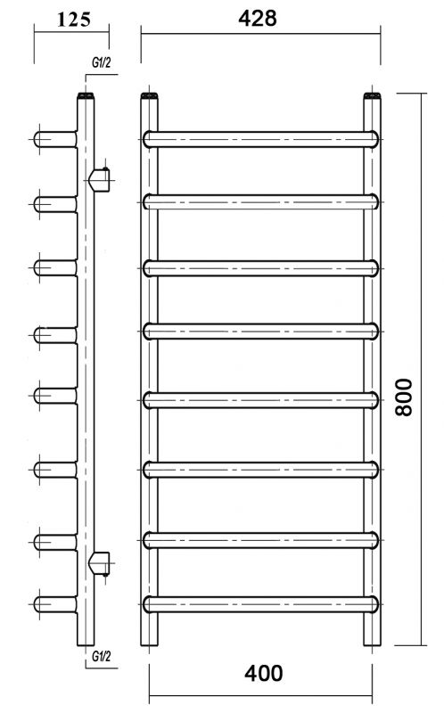 Полотенцесушитель водяной Domoterm Стефано П8 400x800 АБР